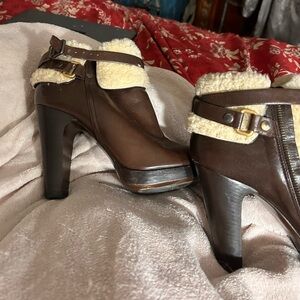 Fabulous Miu Miu ankle booties!  High heeled and shearling around the ankle.